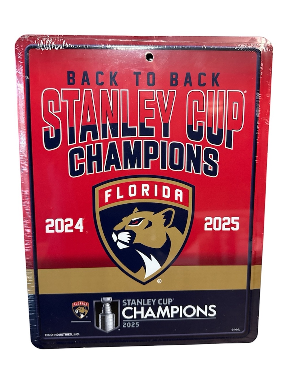 NEW! Florida Panthers Metal Parking Sign 2025 Back 2 Back Stanley Cup Champions